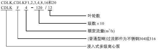 CDLK，CDLKF浸入式多級離心泵型號定義